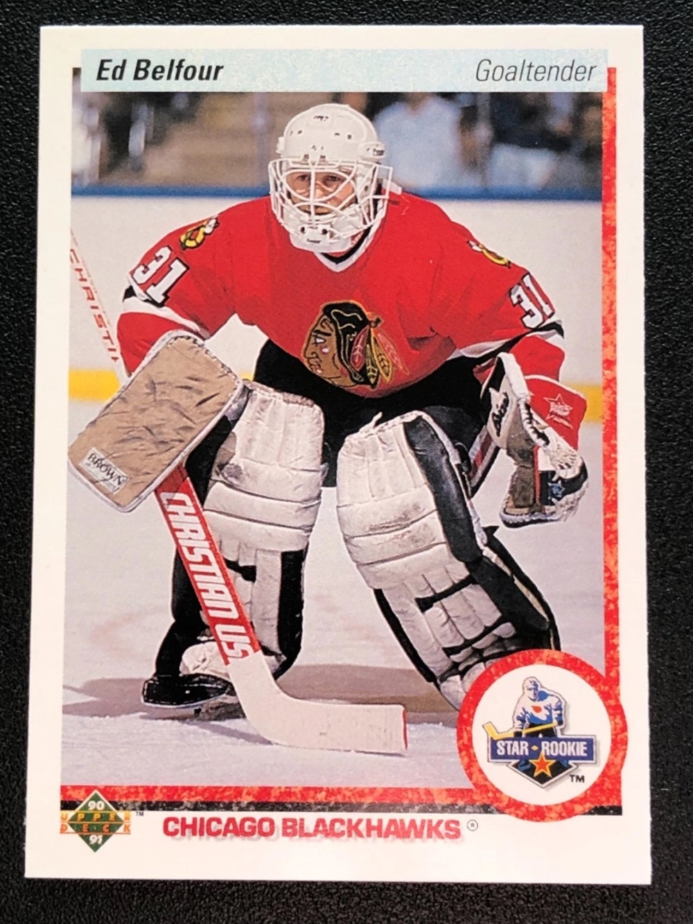 Ed Belfour 1990/91 Upper Deck Blackhawks Maple Leafs Rookie RC Hockey Card
